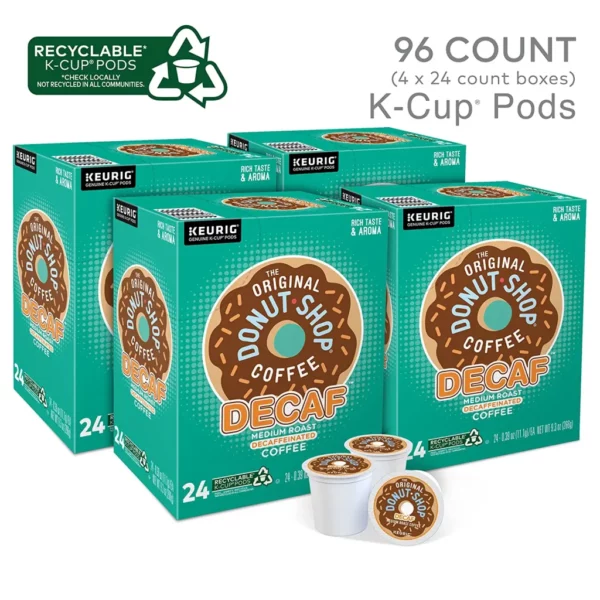 The Original Donut Shop Decaf Medium Roast K-Cup Pods, 96 Count, Kosher, Recyclable - Image 2
