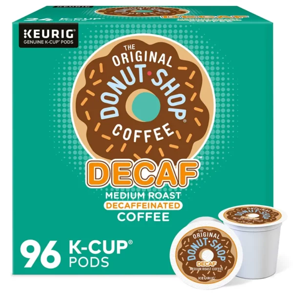 The Original Donut Shop Decaf Medium Roast K-Cup Pods, 96 Count, Kosher, Recyclable