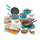 The Pioneer Woman 38-Piece Cookware Set, Teal, Floral Design, Complete Kitchen Solution