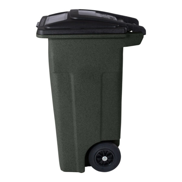Toter 32 Gallon Greenstone Trash Can with Quiet Wheels & Attached Lid - Durable Indoor/Outdoor Waste & Recycling Container - Image 4