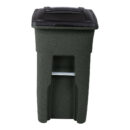 Toter 32 Gallon Greenstone Trash Can with Quiet Wheels & Attached Lid - Durable Indoor/Outdoor Waste & Recycling Container