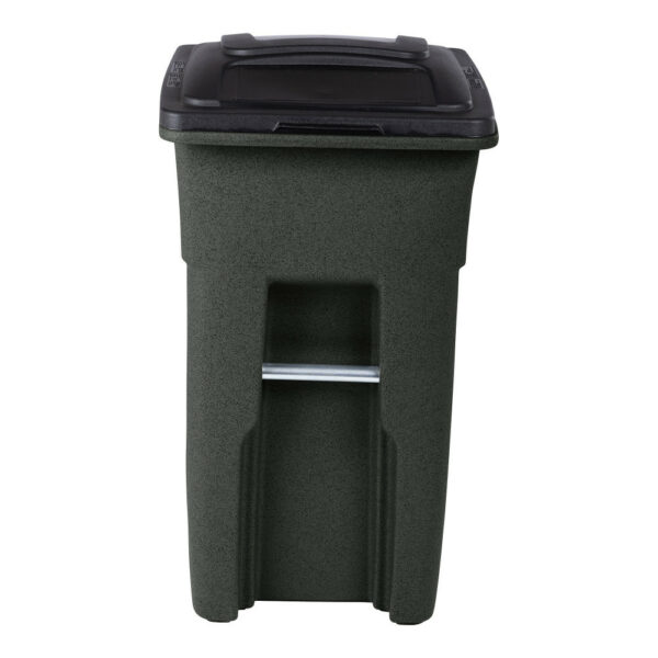 Toter 32 Gallon Greenstone Trash Can with Quiet Wheels & Attached Lid - Durable Indoor/Outdoor Waste & Recycling Container - Image 6