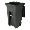 Toter 32 Gallon Greenstone Trash Can with Quiet Wheels & Attached Lid - Durable Indoor/Outdoor Waste & Recycling Container