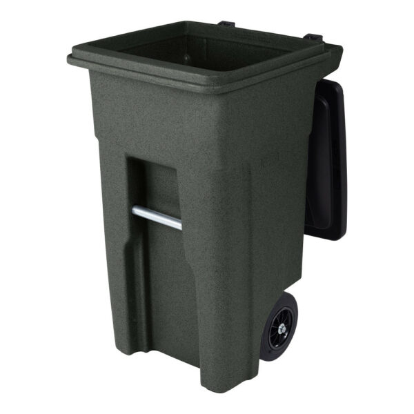 Toter 32 Gallon Greenstone Trash Can with Quiet Wheels & Attached Lid - Durable Indoor/Outdoor Waste & Recycling Container - Image 7