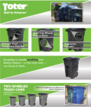 Toter 48 Gallon Green Trash Can with Quiet Wheels & Lid - Durable, Recycled, Curbside Compatible