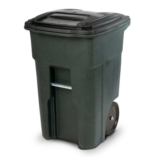 Toter 48 Gallon Green Trash Can with Quiet Wheels & Lid - Durable, Recycled, Curbside Compatible