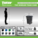 Toter 48 Gallon Green Trash Can with Quiet Wheels & Lid - Durable, Recycled, Curbside Compatible