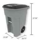 Toter 48 Gallon Green Trash Can with Quiet Wheels & Lid - Durable, Recycled, Curbside Compatible