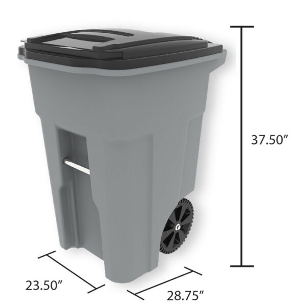 Toter 48 Gallon Green Trash Can with Quiet Wheels & Lid - Durable, Recycled, Curbside Compatible - Image 4