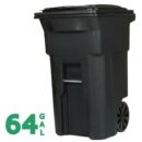 Toter 64 Gallon Black Outdoor Trash Can with Wheels & Lid - Durable, Seamless, Recyclable Design