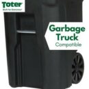 Toter 64 Gallon Black Outdoor Trash Can with Wheels & Lid - Durable, Seamless, Recyclable Design