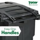 Toter 64 Gallon Black Outdoor Trash Can with Wheels & Lid - Durable, Seamless, Recyclable Design