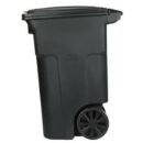 Toter 64 Gallon Black Outdoor Trash Can with Wheels & Lid - Durable, Seamless, Recyclable Design