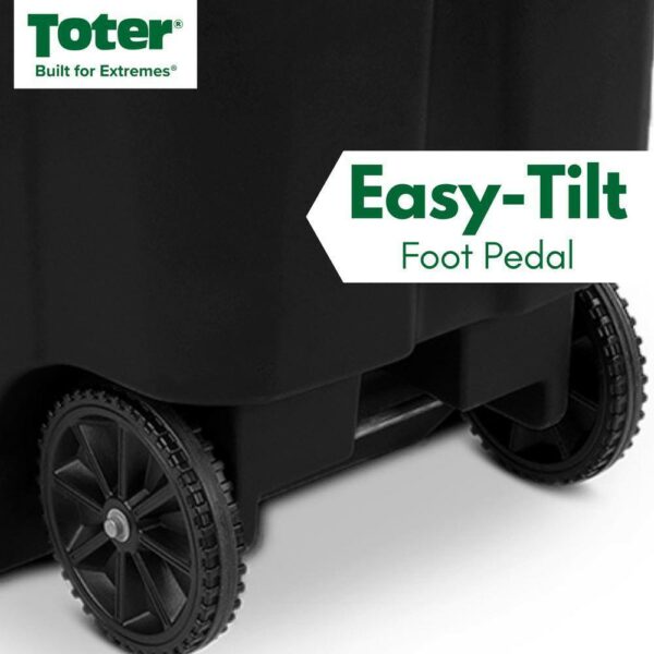 Toter 64 Gallon Black Outdoor Trash Can with Wheels & Lid - Durable, Seamless, Recyclable Design - Image 6