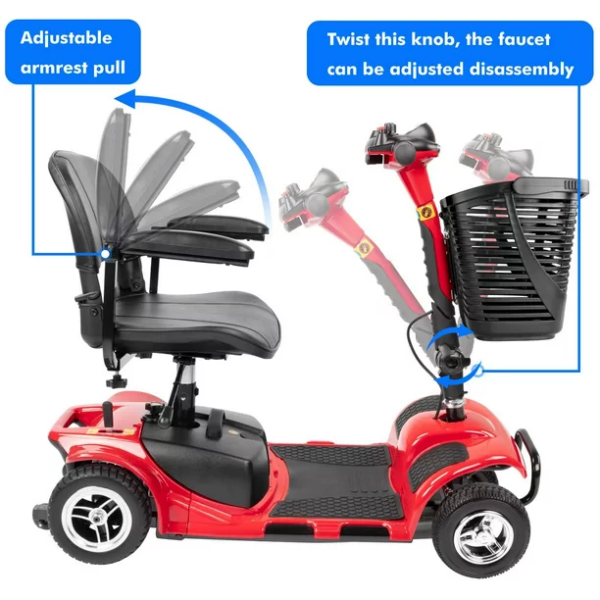UltraLite A898 4-Wheel Mobility Scooter, Portable, Lightweight, 14-Mile Range - Image 4