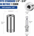 Universal Socket Set 4PCS - Chrome Vanadium Steel Tool Kit with Drill Adapters for 7-32mm Nuts by [Brand Name]