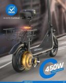 URBANMAX C1 Electric Scooter with Seat, 450W Motor, 22 Mile Range, Foldable, Black, Adult 12" Tires