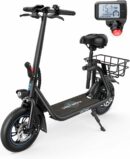 URBANMAX C1 Electric Scooter with Seat, 450W Motor, 22 Mile Range, Foldable, Black, Adult 12" Tires