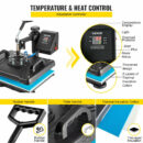 VEVOR 5 in 1 Digital Heat Press Machine for T-Shirts, Hats, Mugs, Plates, 360° Rotation, 1050W, Insulated Kit