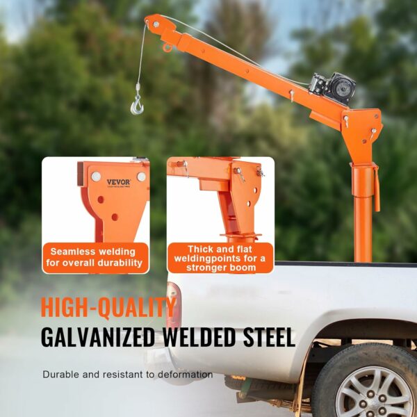 VEVOR Electric Truck Crane, 1100 lbs Capacity, 360° Swivel, Adjustable Boom, Heavy-Duty Rust-Resistant Steel - Image 3