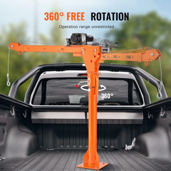 VEVOR Electric Truck Crane, 1100 lbs Capacity, 360° Swivel, Adjustable Boom, Heavy-Duty Rust-Resistant Steel - Image 4