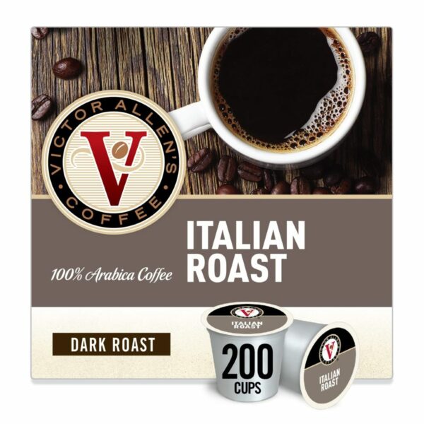 Victor Allen's Coffee Italian Roast Dark, 200 K-Cup Pods, Gluten-Free Arabica