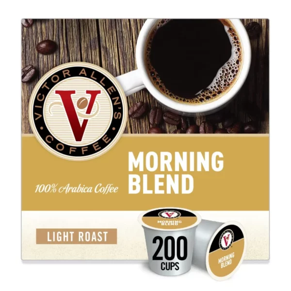 Victor Allen's Coffee Morning Blend Light Roast, 200 K-Cup Pods, 100% Arabica, Mild Flavor