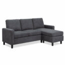 Walsunny L-Shaped Convertible Sectional Sofa with Reversible Ottoman, Linen Fabric, Compact for Small Spaces
