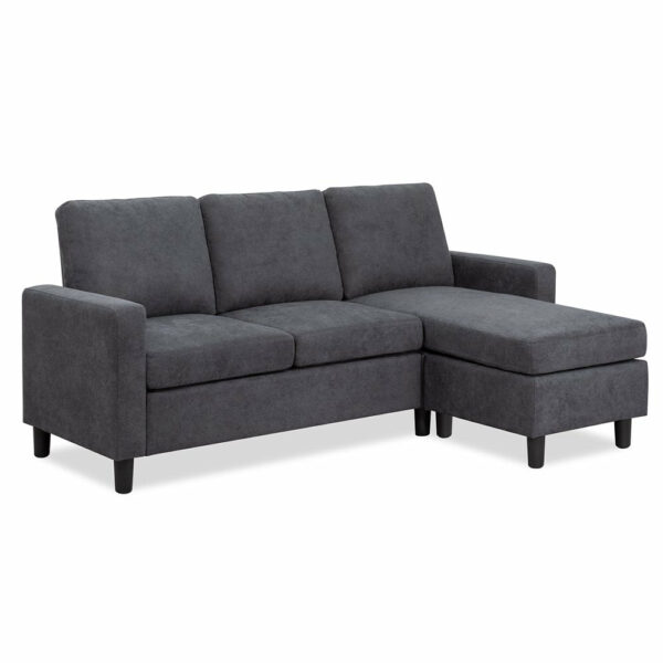 Walsunny L-Shaped Convertible Sectional Sofa with Reversible Ottoman, Linen Fabric, Compact for Small Spaces - Image 3