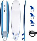 Wavestorm 8ft Classic Foam Surfboard - Wax-Free Soft Top Longboard with EPS Core & 3 Stringers for All Levels