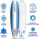 Wavestorm 8ft Classic Foam Surfboard - Wax-Free Soft Top Longboard with EPS Core & 3 Stringers for All Levels