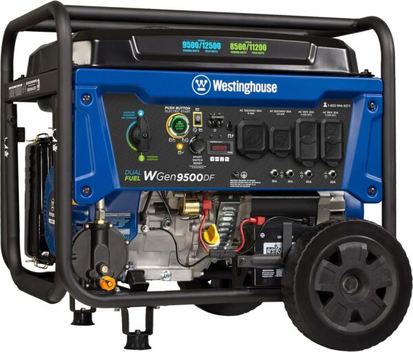 Westinghouse 12500W Dual Fuel Portable Generator with Remote Start, 457cc Engine, 12-Hour Run Time, Transfer Switch & RV Ready