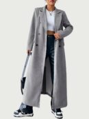 A2 Women's Woolen Double Breasted Long Sleeve Coat - Stylish & Warm