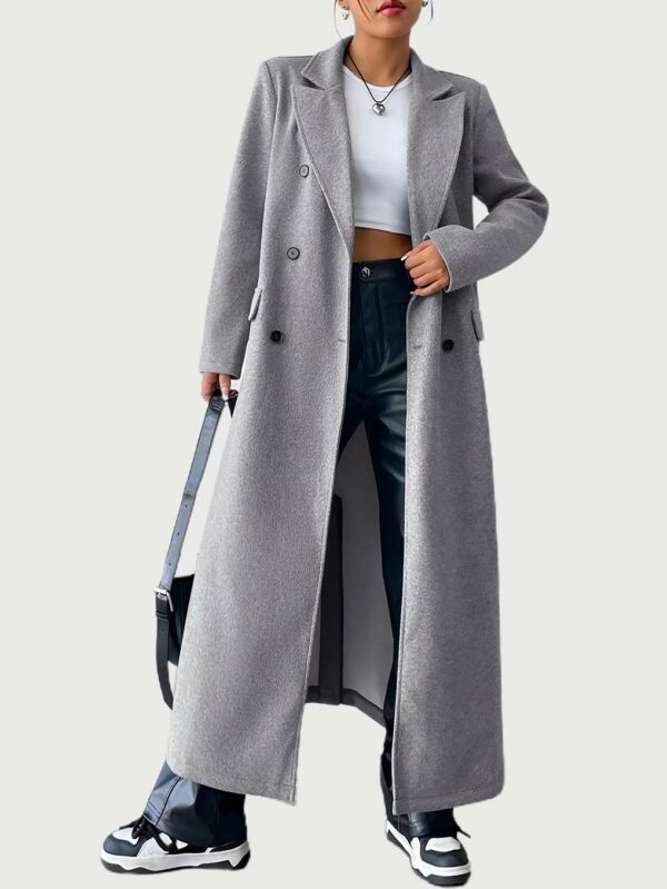 A2 Women's Woolen Double Breasted Long Sleeve Coat - Stylish & Warm