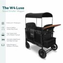 WonderFold W4 Luxe Quad Stroller Wagon, 4-Seater, Foldable, Adjustable Canopy, Black