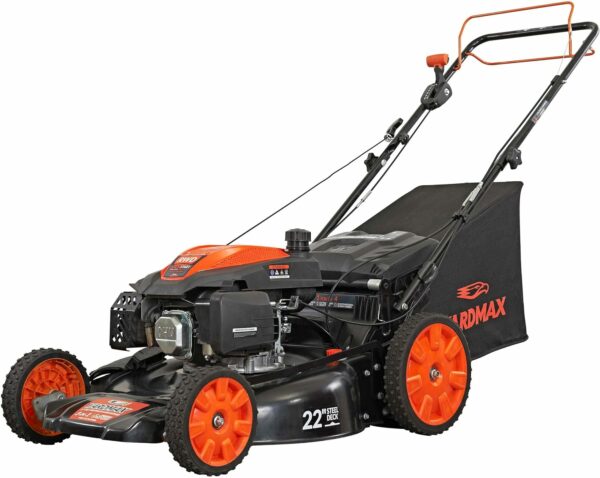 YARDMAX 22" Gas Self-Propelled Lawn Mower, 201cc, 6-Speed CVT, High Wheel RWD, 3-in-1, Black - Image 2