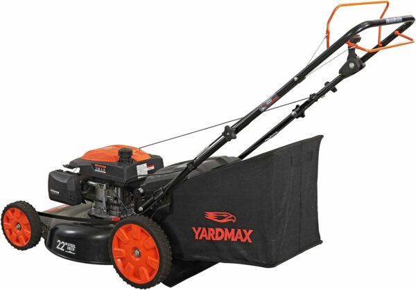 YARDMAX 22" Gas Self-Propelled Lawn Mower, 201cc, 6-Speed CVT, High Wheel RWD, 3-in-1, Black - Image 7