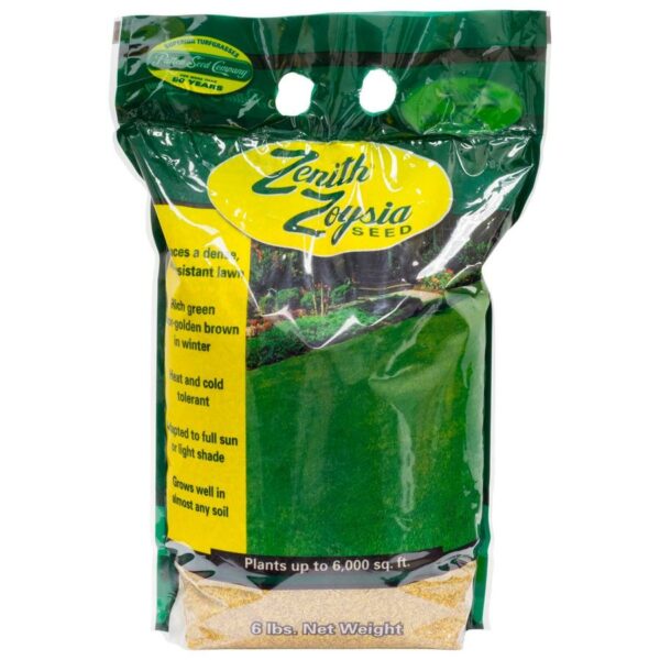 Zenith Zoysia Grass Seed 6 lb Bag - Shade & Drought Tolerant, Dark Green, Covers 6,000 sq ft