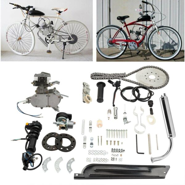 Zimtown 80cc 2-Stroke Engine Kit for 26" Bicycles, Silver White, High-Speed Performance - Image 6